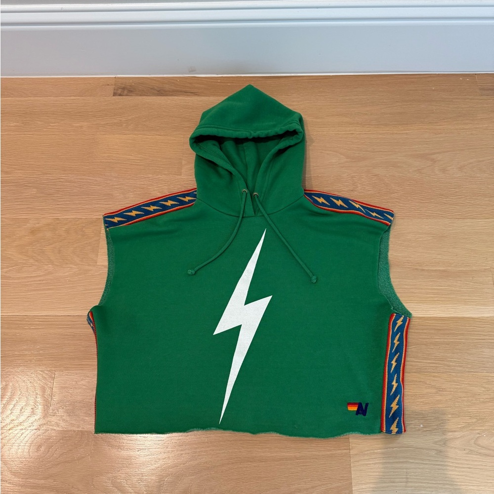 Aviator Nation sleeveless hoodie 
Unisex size XS in Kelly green